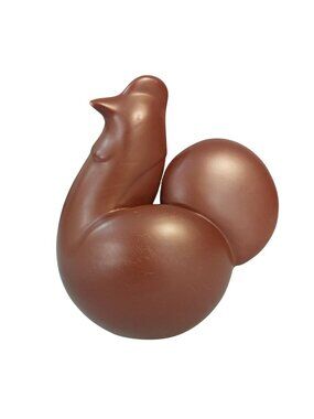 Mid Century Design Minimalist Brown Ceramic Hen Chicken Figurine